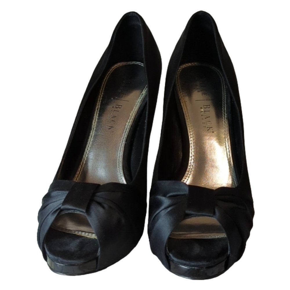 White House Black Market Ray Satin Peep Toe Heels - Picture 4 of 6